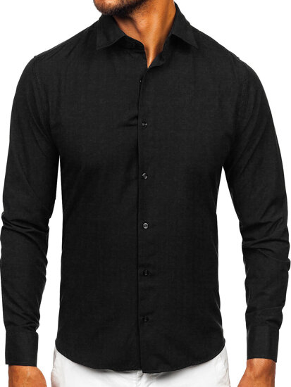 Homme Chemise élégante à manche longue Noir Bolf 24740