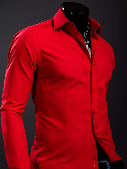 Homme Chemise élégante à manche longue Rouge Bolf 1703A