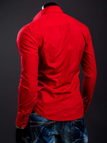 Homme Chemise élégante à manche longue Rouge Bolf 1703A