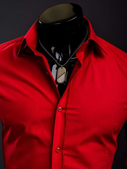 Homme Chemise élégante à manche longue Rouge Bolf 1703A