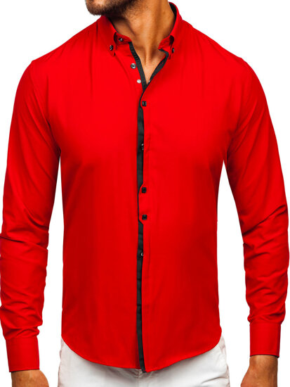 Homme Chemise élégante à manche longue Rouge Bolf 24701