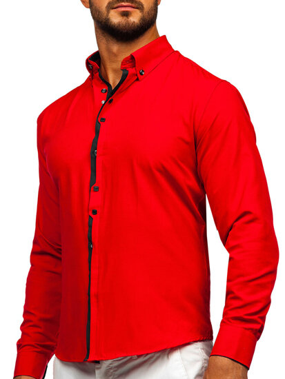 Homme Chemise élégante à manche longue Rouge Bolf 24701