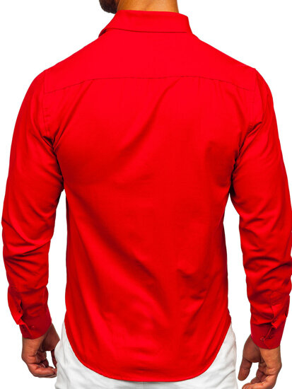 Homme Chemise élégante à manche longue Rouge Bolf 24740