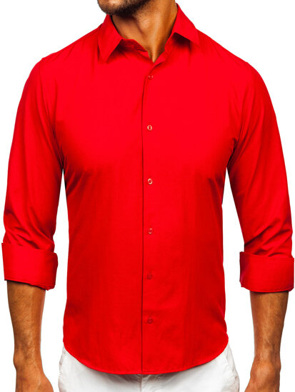 Homme Chemise élégante à manche longue Rouge Bolf 24740