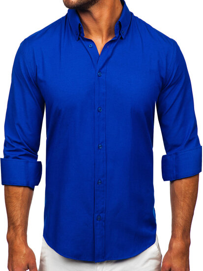 Homme Chemise élégante à manches longues Bleu moyen Bolf 5821-1