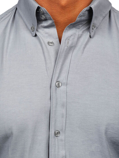 Homme Chemise élégante à manches longues Gris Bolf 5821-1