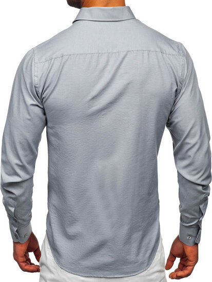 Homme Chemise élégante à manches longues Gris Bolf 5821-1