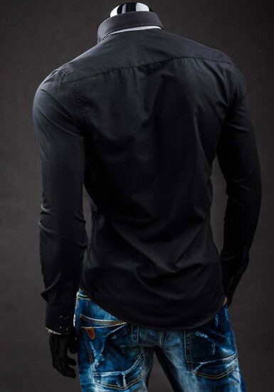 Homme Chemise élégante à manches longues Noir Bolf 0926A