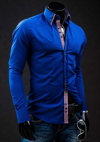 Homme Chemise élégante à manches longues Royal Bleu Bolf 0926A