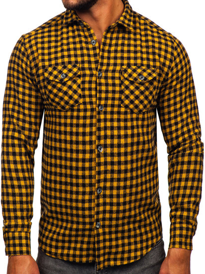 Homme Chemise en flanelle à manches longues et à carreaux Camel Bolf 22701