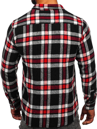 Homme Chemise en flanelle à manches longues et à carreaux Rouge Bolf 22702