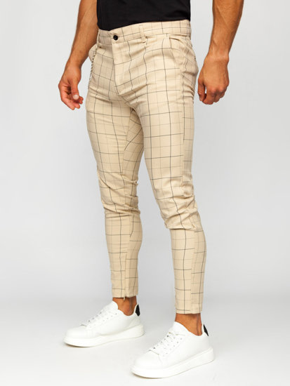 Homme Chino à carreaux Beige Bolf 0060