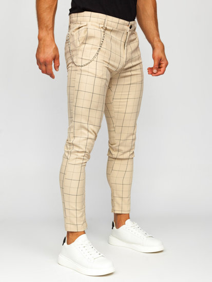 Homme Chino à carreaux Beige Bolf 0060