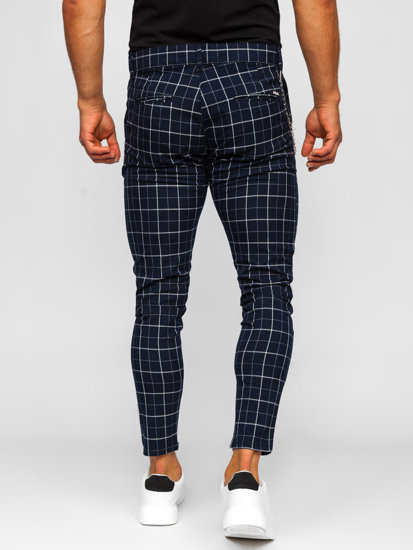 Homme Chino à carreaux Bleu foncé Bolf 0058