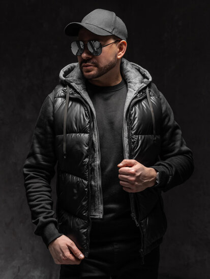 Homme Gilet à capuche Noir Bolf 2908A1