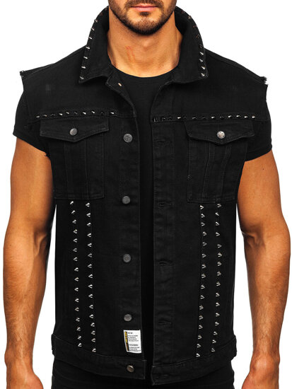 Homme Gilet en jean Noir Bolf MJ545N