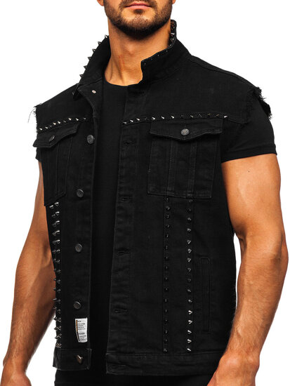 Homme Gilet en jean Noir Bolf MJ545N