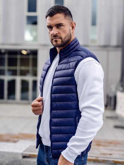 Homme Gilet matelassé Bleu foncé Bolf LY32A