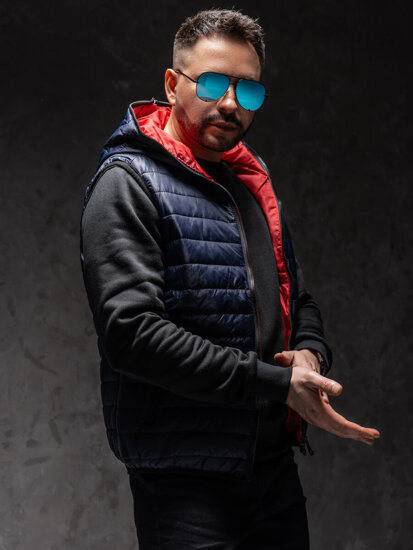 Homme Gilet matelassé à capuche Bleu foncé Bolf 7106A1