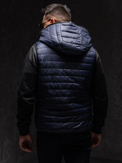 Homme Gilet matelassé à capuche Bleu foncé Bolf 7106A1