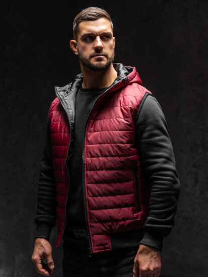 Homme Gilet matelassé à capuche Bordeaux Bolf MY88A1