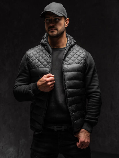 Homme Gilet matelassé à capuche Noir Bolf HDL88003A1