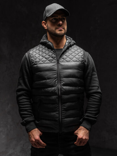 Homme Gilet matelassé à capuche Noir Bolf HDL88003A1