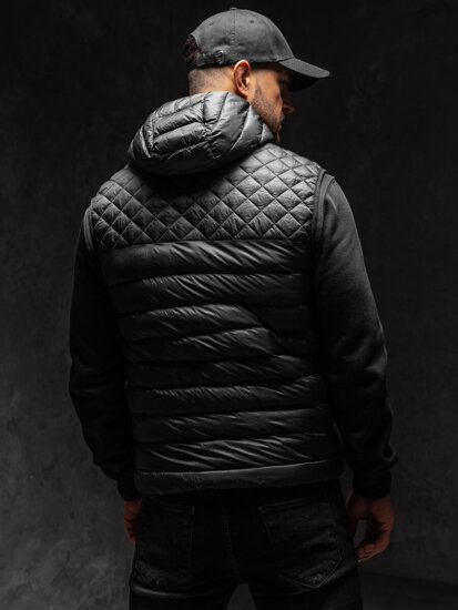 Homme Gilet matelassé à capuche Noir Bolf HDL88003A1