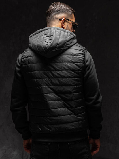 Homme Gilet matelassé à capuche Noir Bolf MY88A1