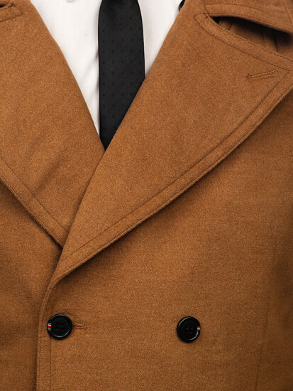 Homme Manteau d'hiver à double boutonnage à col montant Camel Bolf 1048C