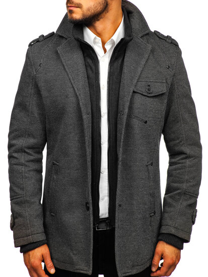 Homme Manteaux d’hiver Gris Bolf 88801