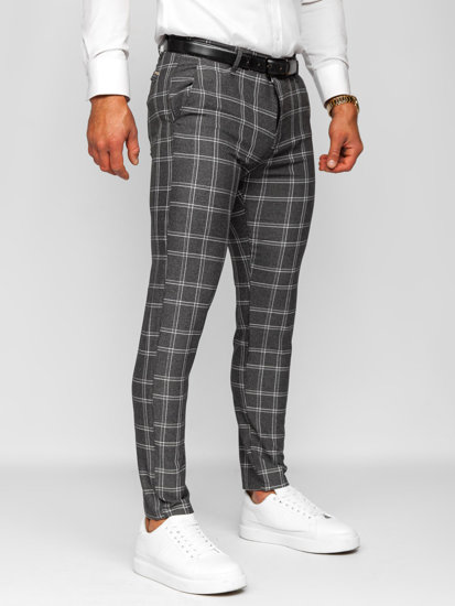 Homme Pantalon chino à carreaux Graphite Bolf 0034 