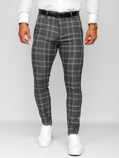 Homme Pantalon chino à carreaux Graphite Bolf 0034 