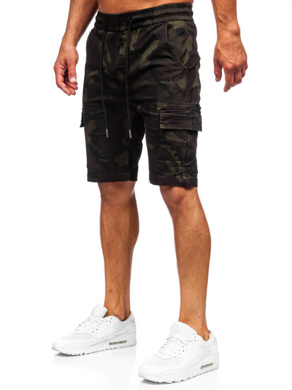 Homme Pantalon court cargo camo Vert foncé Bolf A-296