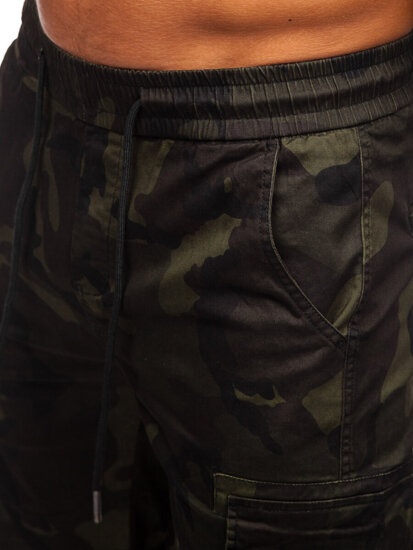 Homme Pantalon court cargo camo Vert foncé Bolf A-296