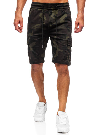 Homme Pantalon court cargo camo Vert foncé Bolf A-296