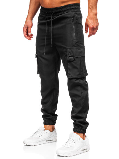 Homme Pantalon de jogging cargo Noir Bolf HSS298