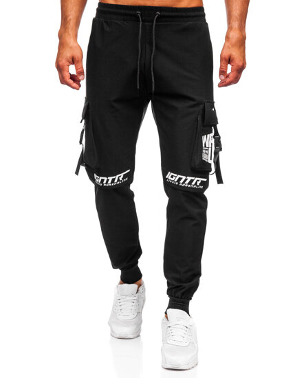 Homme Pantalon de jogging cargo Noir Bolf K11