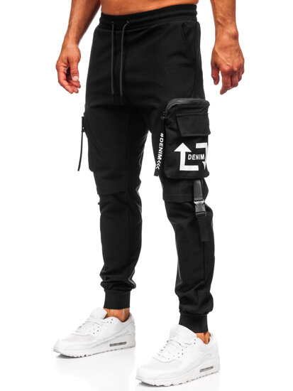 Homme Pantalon de jogging cargo Noir Bolf K13