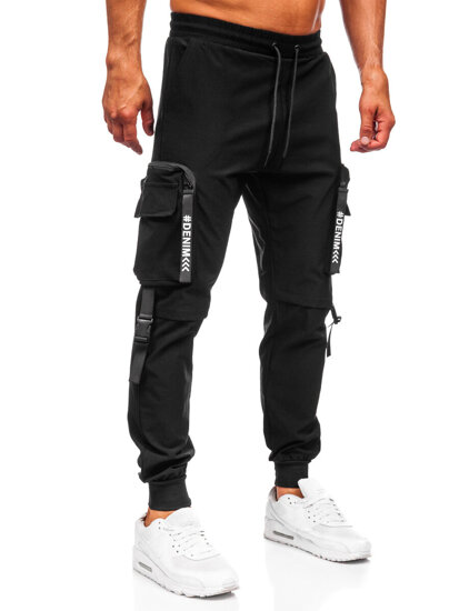 Homme Pantalon de jogging cargo Noir Bolf K13