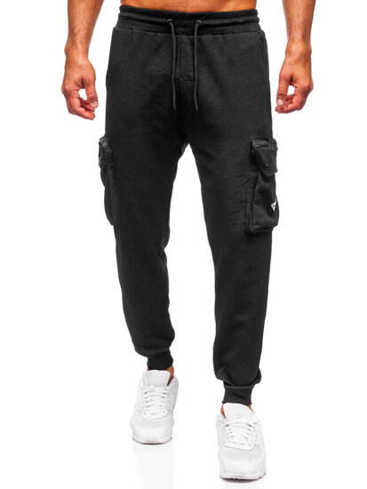 Homme Pantalon de jogging cargo Noir Bolf K17