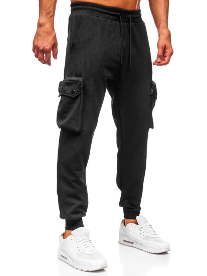 Homme Pantalon de jogging cargo Noir Bolf K17