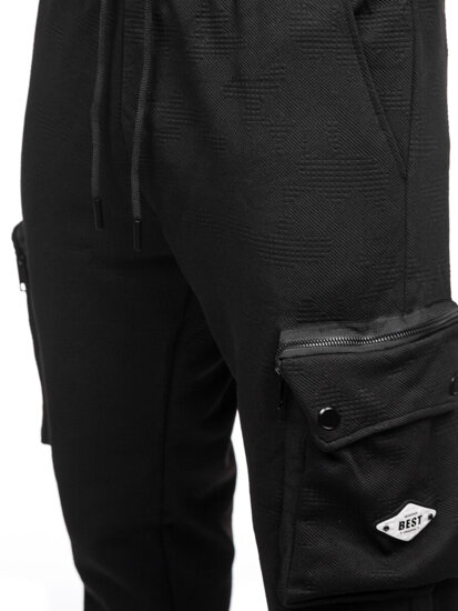 Homme Pantalon de jogging cargo Noir Bolf K17