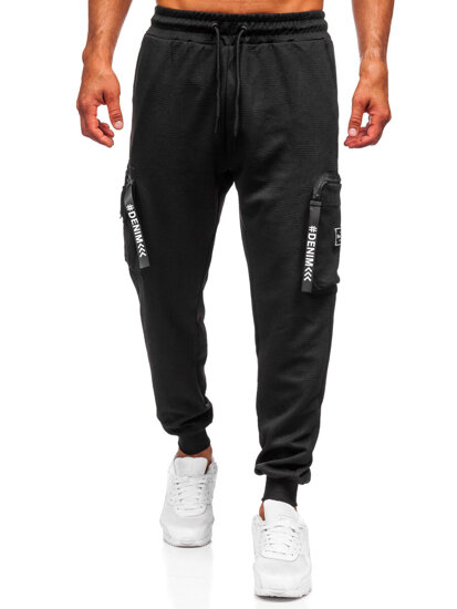 Homme Pantalon de jogging cargo Noir Bolf K18