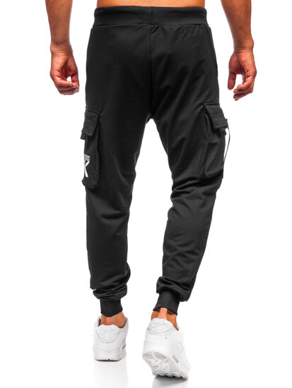 Homme Pantalon de jogging cargo Noir Bolf K19