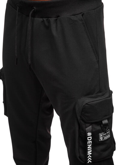 Homme Pantalon de jogging cargo Noir Bolf K20