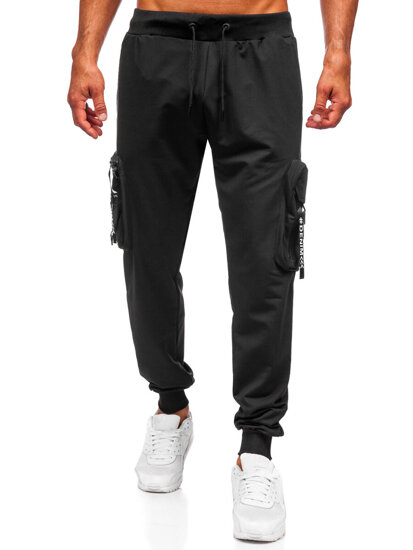 Homme Pantalon de jogging cargo Noir Bolf K20