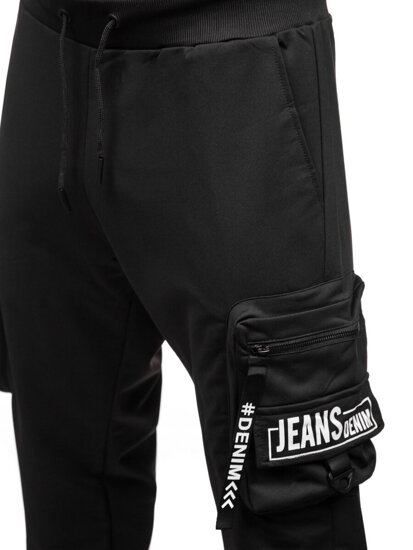 Homme Pantalon de jogging cargo Noir Bolf K21