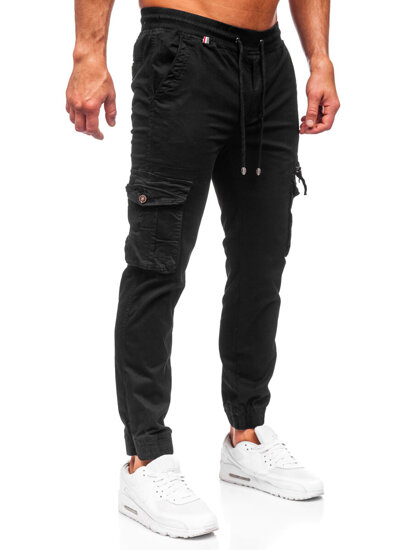 Homme Pantalon de jogging cargo Noir Bolf MP0201N