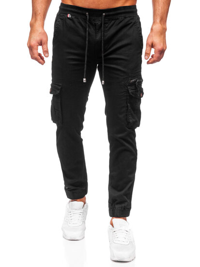 Homme Pantalon de jogging cargo Noir Bolf MP0201N